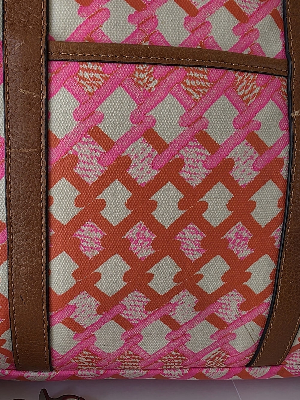 Rebecca Minkoff Neon Marissa Diaper Bag Tote Coated Canvas Pink Orange Crossbody - Picture 2 of 14